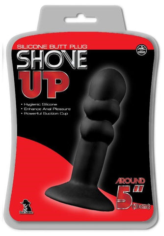 NANMA Corporation Shove Up 5 Silicone Butt Plug with Suction Cup Black - Butt Plugs