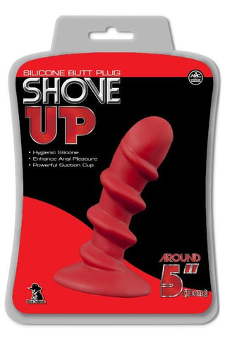 NANMA Corporation Shove Up 5 Silicone Butt Plug with Suction Cup Red Spiral Design - Butt Plugs