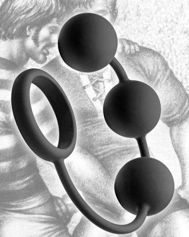 XR Brands Silicone Cock Ring with 3 Weighted Balls for Enhanced Stamina - Stretchy Cock Rings