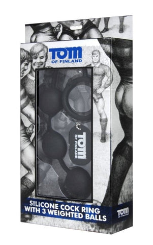 XR Brands Silicone Cock Ring with 3 Weighted Balls for Enhanced Stamina - Stretchy Cock Rings