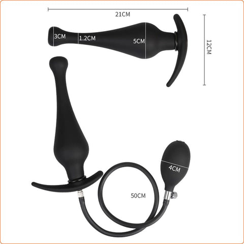 BDStyle Silicone Expand Inflatable Dildo Anal Plug Adjustable Size - Butt Plugs