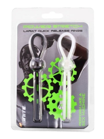 SI Novelties Silicone Lasso Cock rings Black and White Adjustable Design - Stretchy Cock Rings