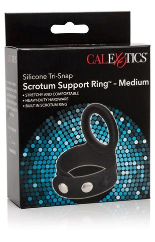 California Exotics Silicone Tri Snap Scrotum Support Cock Ring Adjustable Fit - Cock Rings