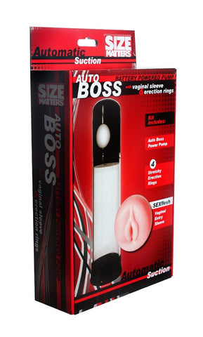 XR Brands Size Matters Autoboss Pump with Vaginal Entry Sleeve USB Rechargeable - Pumps, Extenders and Sleeves