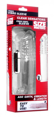 Size Matters Clear Sensations Penis Vibro Sleeve With Bullet Vibrating Enhancement - Pumps, Extenders and Sleeves