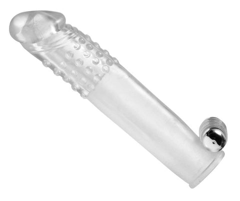 Size Matters Clear Sensations Penis Vibro Sleeve With Bullet Vibrating Enhancement - Pumps, Extenders and Sleeves