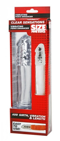 Size Matters Vibrating Penis Enhancer Clear Sensations with Ribbed Texture - Pumps, Extenders and Sleeves