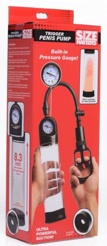 XR Brands Size Matters Trigger Penis Pump with Gauge Professional Grade - Pumps, Extenders and Sleeves