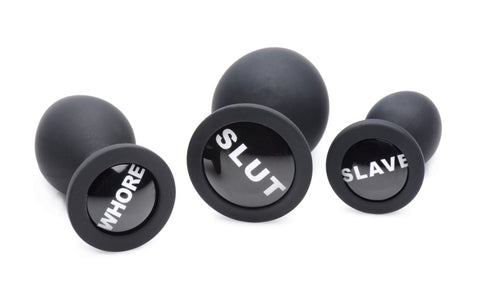XR Brands Dirty Words 3 Piece Anal Plug Set - Butt Plugs