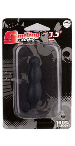 NANMA Corporation Smiling 4.5 Inch Silicone Butt Plug Black Premium Silicone - Butt Plugs