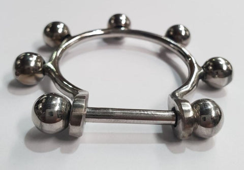Hells Couture SoGou Frenulum Loop With 7 Barbells Stainless Steel - Cock Rings