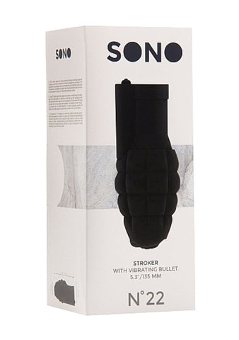 Shots Toys SONO No. 22 Stroker with Vibrating Bullet Black Masturbator - Masturbators and Strokers
