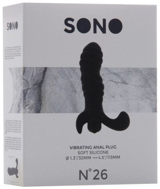 SONO No. 26 Vibrating Anal Plug Black Push And Play CRings - - Anal Vibrators