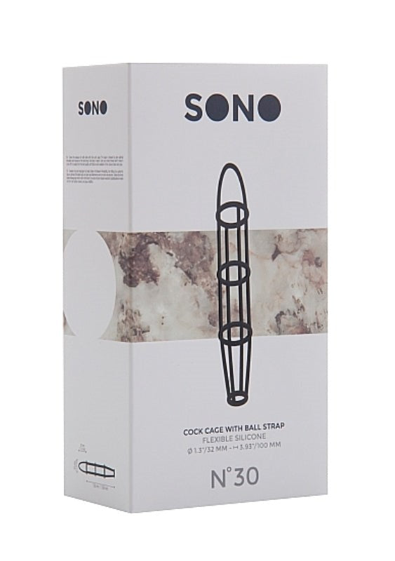 SONO No. 30 Silicone Cockcage with Ball Strap Black - - Pumps, Extenders and Sleeves