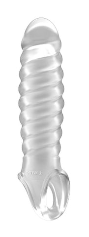 Shots Toys SONO No. 32 Stretchy Penis Extension Translucent Ribbed Texture - Pumps, Extenders and Sleeves