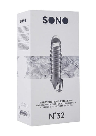 Shots Toys SONO No. 32 Stretchy Penis Extension Translucent Ribbed Texture - Pumps, Extenders and Sleeves