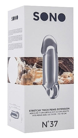 Sono No.37 Stretchy Thick Penis Extension Translucent with Ball Strap - Pumps, Extenders and Sleeves