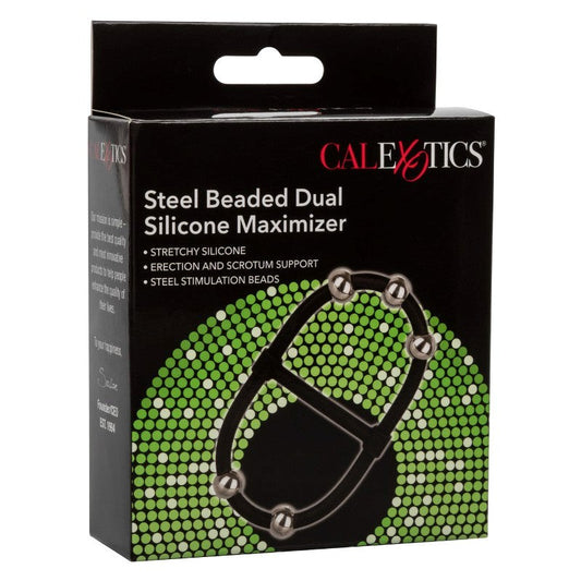 Steel Beaded Dual Silicone Maximizer Slide On And Enjoy - - Stretchy Cock Rings