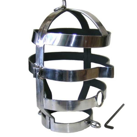 Hells Couture Steel Head Cage With Mouth Hole and Allen Key Lock - Male Chastity