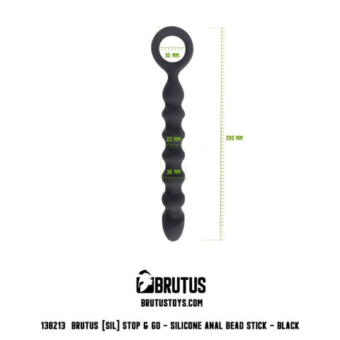 Brutus Stop and Go Anal Bead Stick with Wavy Design for Anal Stimulation - Butt Plugs