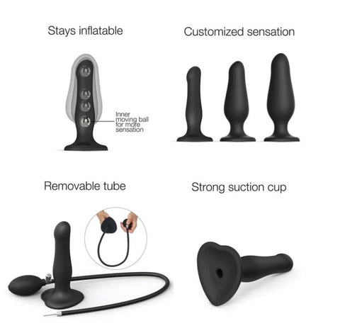 strap on me HYBRID Inflatable Dildo Plug with Rolling Ball Stimulation - Anal Dildos