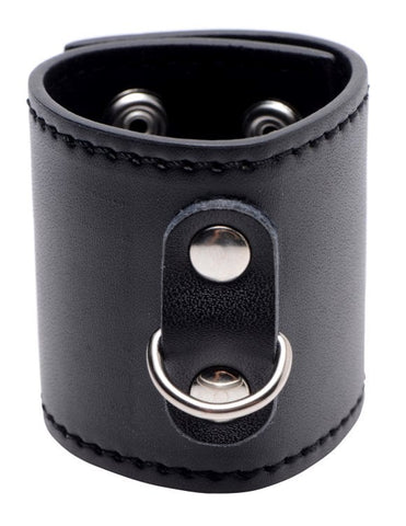 Sensual Exploration Strict Ball Stretcher with D Ring Adjustable PU Leather - Cock Rings