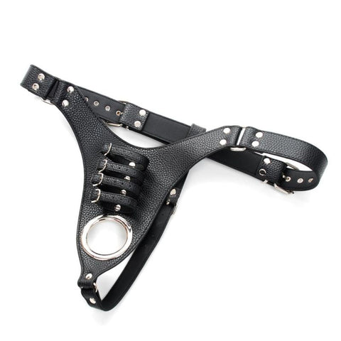 BDStyle Strict Leather Harness with 4 Penile Straps Male Restraint - Male Chastity