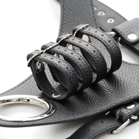 BDStyle Strict Leather Harness with 4 Penile Straps Male Restraint - Male Chastity