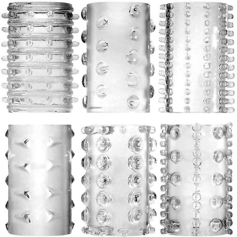 Super Stretch Tickler Sleeves by Adam & Eve 7 Textured Penis Sleeves - Cock Rings