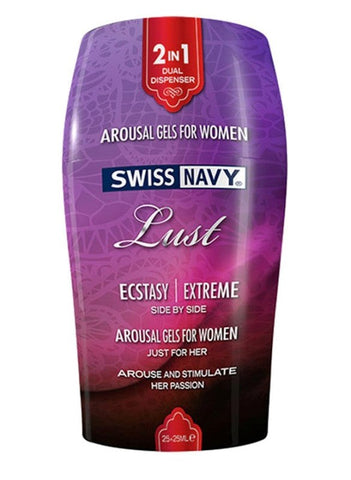Swiss Navy Lust 2 In 1 Arousal Gels for Women 50ml Dual Formula System - Delay and Excite Sprays
