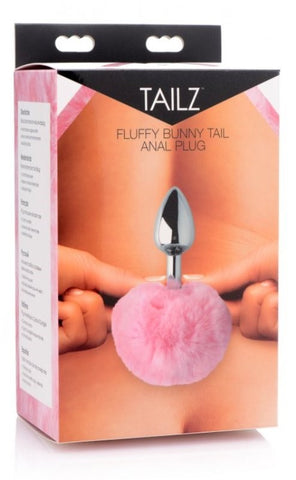XR Brands Tailz Faux Fluffy Bunny Tail Anal Plug with Metal Construction - Butt Plugs
