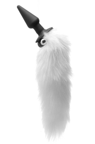 XR Brands Tailz White Fox Tail Vibrating Anal Plug with Faux Fur Tail - Butt Plugs
