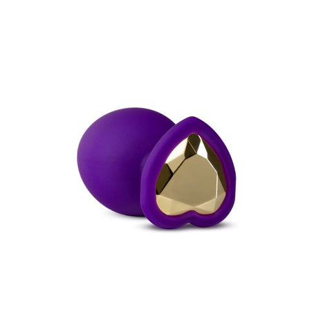 Temptasia Glamorous Booty Plug Purple Medium with Heart Shaped Jeweled Base - Butt Plugs