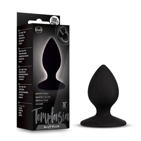 Blush Novelties Temptasia Slut Plug Black Premium Silicone Anal Plug - Butt Plugs
