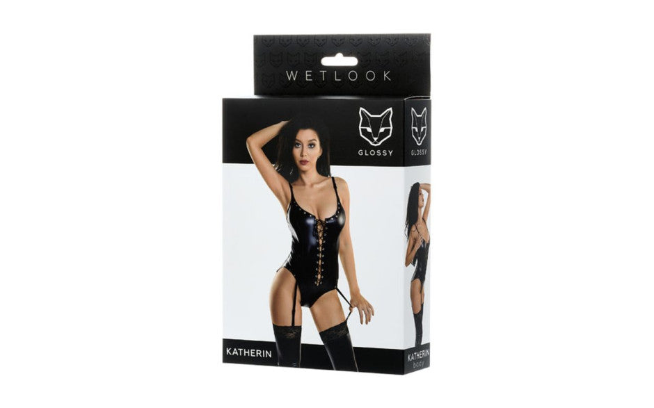 Toyfa Glossy Wetlook Lace Up Womens Bodysuit Katherin - Teddies and Bodysuits