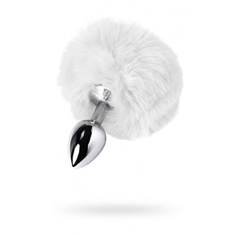 ToyFa Metal Silver Anal Plug Small With Black Faux Fur Tail - Butt Plugs