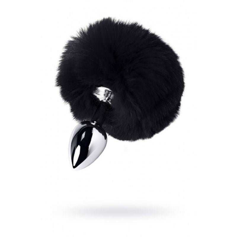 Metal Silver Metal Anal Plug Small With Coloured Tail - Black - Butt Plugs