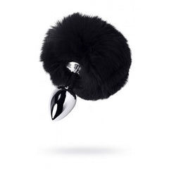 Metal Silver Metal Anal Plug Small With Coloured Tail - Black - Butt Plugs
