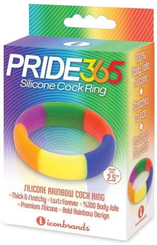 The 9s Pride 365 Rainbow Cockring Medical Grade Silicone Design - Stretchy Cock Rings