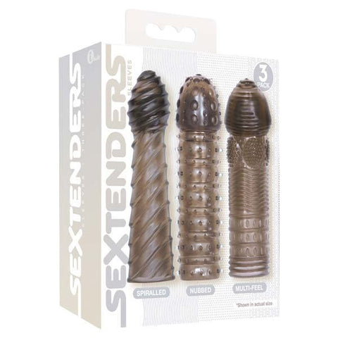 Icon Brands The 9s Sextenders 3 Pack Textured Sleeves with Vibrator - Pumps, Extenders and Sleeves