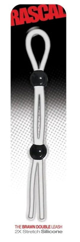 C1R Releasing The Brawn Double Silicone Cock Leash with Adjustable Control - Stretchy Cock Rings