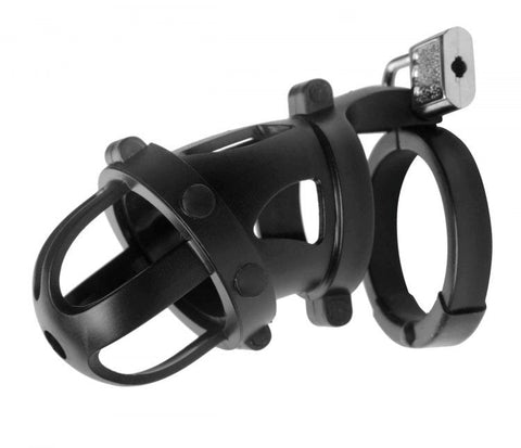 XR Brands The Chamber Locking Chastity Cage with Multiple Ring Sizes - Cock Rings