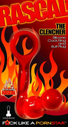 C1R Releasing The Clencher Red Dual Stimulation Cock Ring Butt Plug - Stretchy Cock Rings