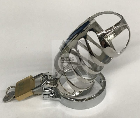BDStyle The Protector Ribbed Chastity Device Steel Male Restraint Cage - Male Chastity