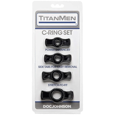 Doc Johnson TitanMen Cock Ring Set Four Sizes for Penis Enhancement - Cock Ring Sets