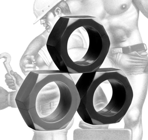Tom of Finland 3 Piece Cock Nuts Flexible TPE Enhancement Set - Cock Rings