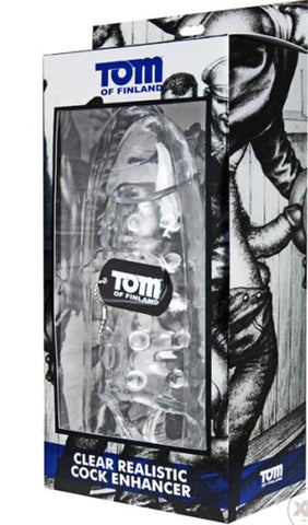 Tom of Finland Clear Realistic Cock Enhancer Sheath with 2 Inch Extension - Pumps, Extenders and Sleeves