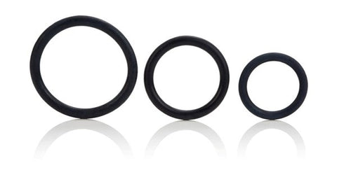 CalExotics 3 PIece Stretchy Mens Tri-Rings Black - Stretchy Cock Rings