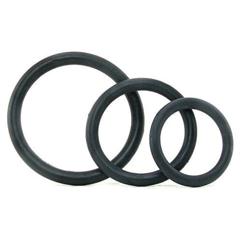 CalExotics 3 PIece Stretchy Mens Tri-Rings Black - Stretchy Cock Rings