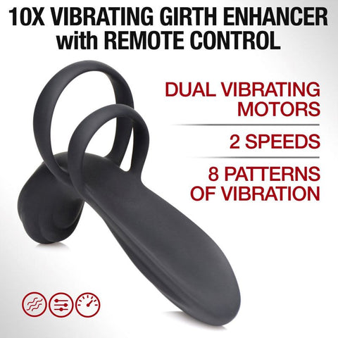 XR Brands Trinity Dual Motor Silicone Vibrating Cock Ring with Girth Enhancement - Pumps, Extenders and Sleeves